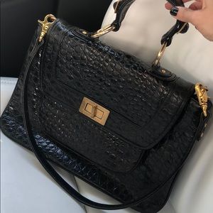 Rebecca Minkoff Black Croc Embossed Covet Bag